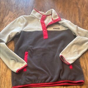 Columbia Gray and Black Fleece Pullover with Red Accents